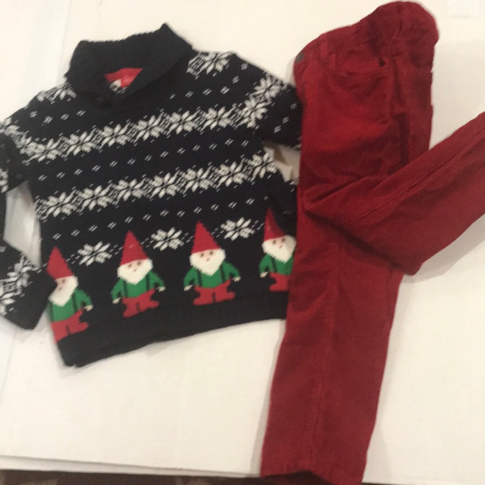 Little boys Christmas sweater and pants